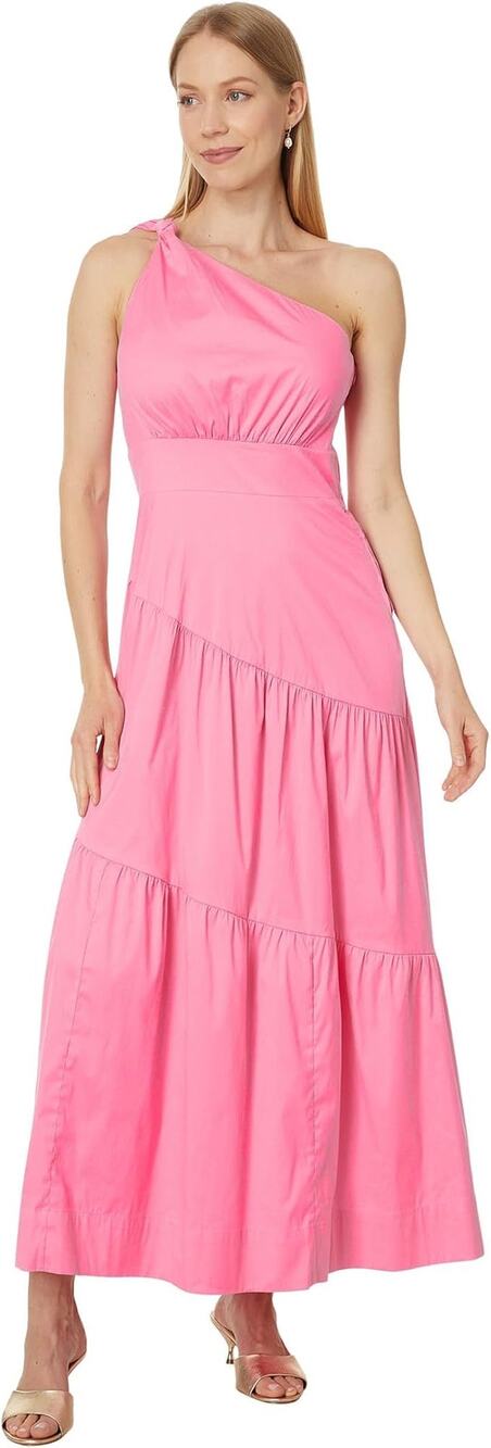 Lilly Pulitzer NWT Lucilyn One Shoulder Confetti Pink Cotton Blend Dress Size 14